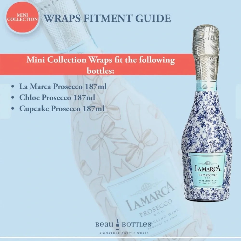 Brand New Beau Bottles Blue Engagement Ring- MINI Prosecco Collection - 5 Pack